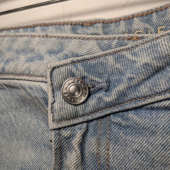 NWT American Eagle Outfitters 18 Raw Hem Jean Perfect Skirt Light Wash Denim 34W - Picture 5 of 13